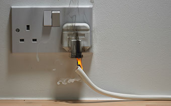 image of a socket on fire